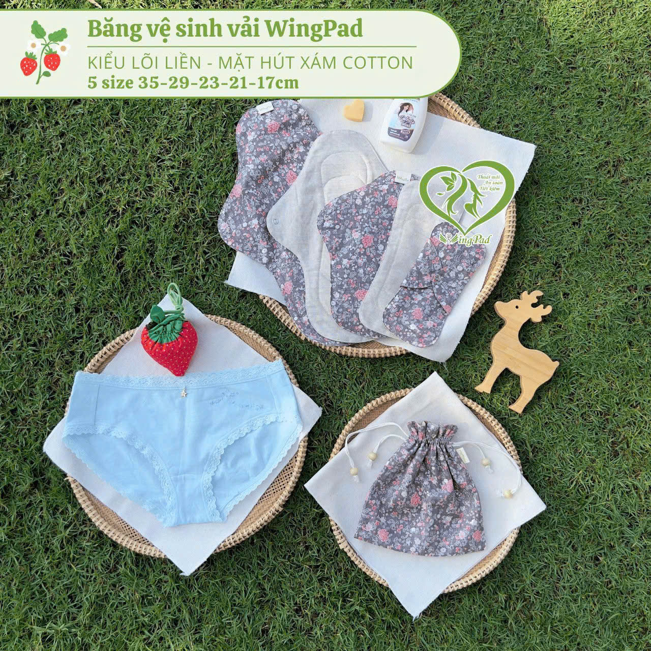 GIỚI THIỆU SẢN PHẨM MỚI: BĂNG VỆ SINH VẢI WINGPAD KIỂU LÕI LIỀN MẶT HÚT XÁM COTTON